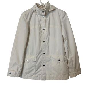 Gallery Women's Size Small Light White Utility Hooded Snap Up Rain Jacket
